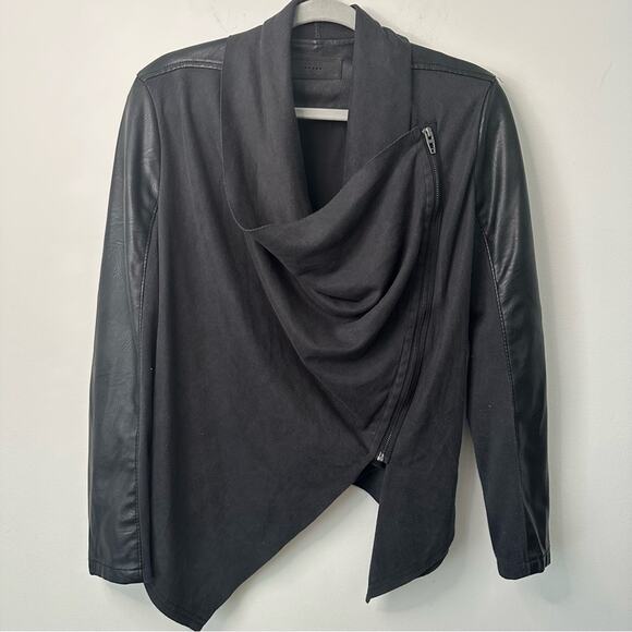 Blank NYC Black Asymmetrical Blazer Leather XS - Picture 1 of 6